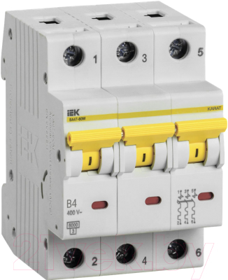 Выключатель автоматический IEK ВА47-60M 3Р 4А 6кА B / MVA31-3-004-B - фото