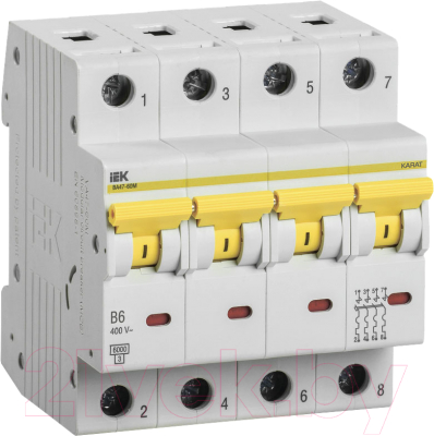 Выключатель автоматический IEK ВА47-60M 4Р 6А 6кА B / MVA31-4-006-B - фото