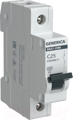 Выключатель автоматический Generica ВА47-29М 1P 25А 4.5кА C / MVA21-1-025-C-G - фото