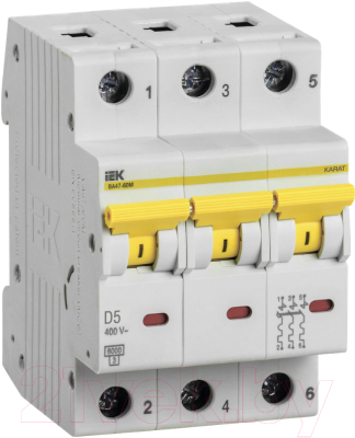 Выключатель автоматический IEK ВА47-60M 3Р 5А 6кА D / MVA31-3-005-D - фото