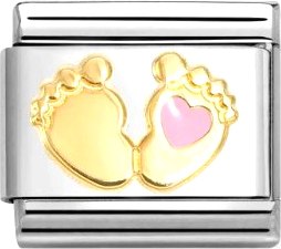 Звено для браслета NominatioN Детские пятки с розовым сердцем 030272/85 - фото