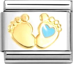 Звено для браслета NominatioN Детские пятки с голубым сердцем 030272/86 - фото