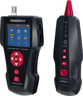 Кабельный тестер Ermenrich NetGeeks Измеритель длины кабеля NL70 / 82555
