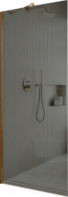 Душевая стенка MaybahGlass 109x195 / MGD-681-3ш (графитовое стекло/золотой)