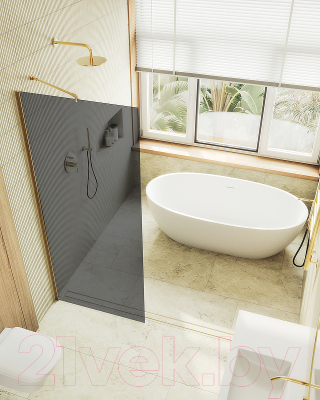 Душевая стенка MaybahGlass 109x195 / MGD-681-3ш (графитовое стекло/золотой)