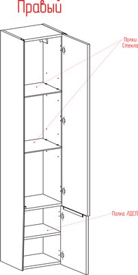 Шкаф-пенал для ванной ЗОВ Гранада / MGPRAL7022
