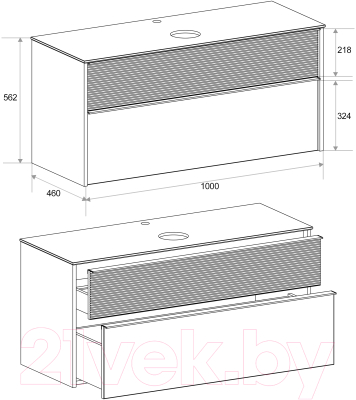 Тумба под умывальник ЗОВ Позитано 100 / MP1000110-KP13W