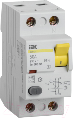 Устройство защитного отключения IEK ВД1-63S 2Р 50А 300мА / MDV12-2-050-300 - фото