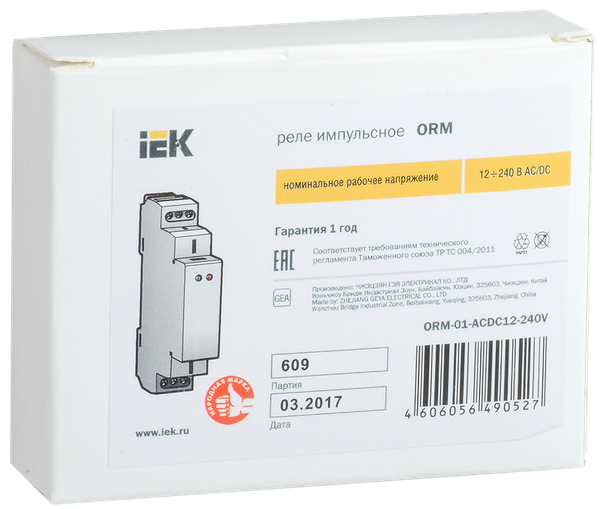 Реле импульсное IEK ORM-01-ACDC12-240V