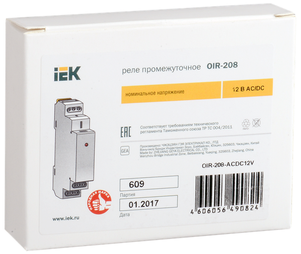 Реле промежуточное IEK OIR-208-ACDC12V