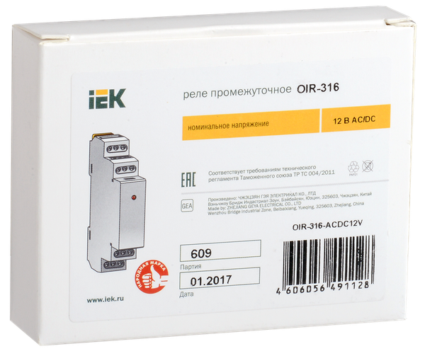 Реле промежуточное IEK OIR-316-ACDC12V