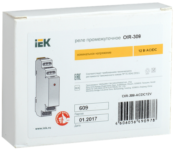 Реле промежуточное IEK OIR-308-ACDC12V