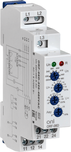 Реле контроля фаз ONI ORF-06D-220-460VAC - фото