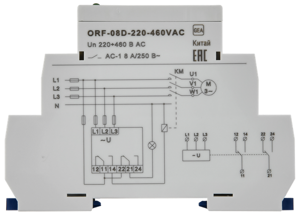 Реле контроля фаз ONI ORF-08D-220-460VAC