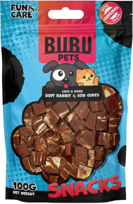 Лакомство для животных Bubu Pets Косточки из кролика и трески, мягкие / PS0055 - фото