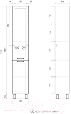 Шкаф-пенал для ванной EQUIL Lago 35