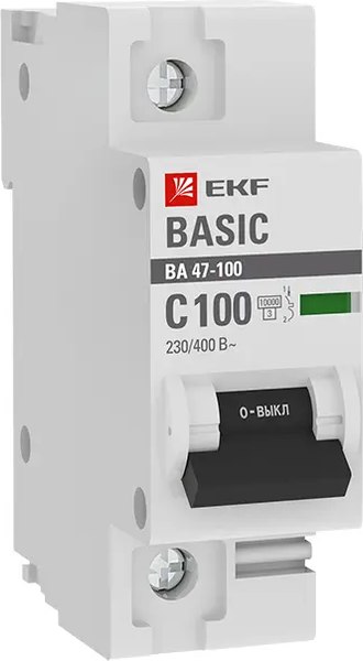 Выключатель автоматический EKF Basic ВА 47-100 1P 100А (C) 10kA / mcb47100-1-100C-bas - фото