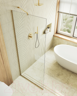 Душевая стенка MaybahGlass 79x195 / MGD-695-3у (прозрачное стекло/золотой)
