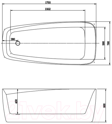 Ванна акриловая Aquatek Паола 78x170 / AQ-190778