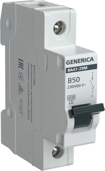 Выключатель автоматический Generica ВА47-29М 1P 50А 4.5кА B / MVA21-1-050-B-G - фото
