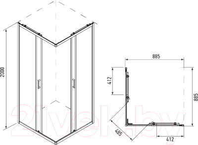 Душевой уголок IVA 90x90x200 / E4SX90C