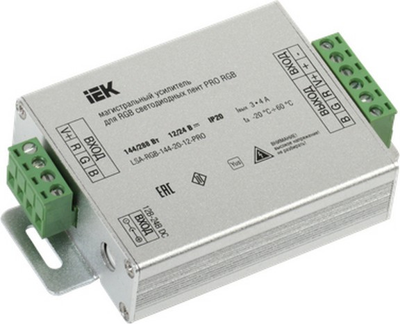 Усилитель сигнала для светодиодной ленты IEK LSA-RGB-144-20-12-PRO - фото