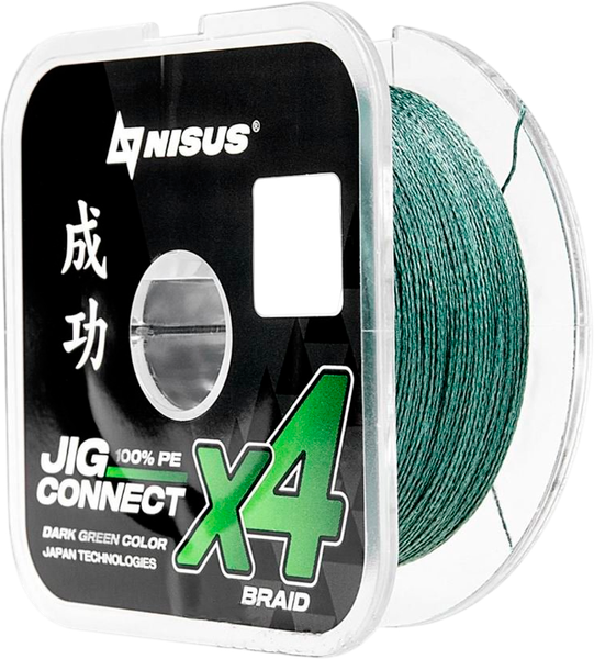 Леска плетеная Nisus Jig Connect X4 PE Dark Green 2.5 0.25mm / T-N-JC-X4-0.25-100-DG - фото
