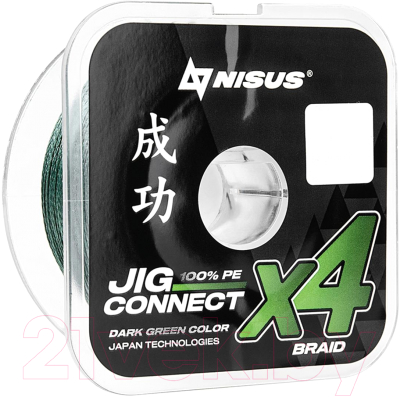 Леска плетеная Nisus Jig Connect X4 PE Dark Green 2.5 0.25mm / T-N-JC-X4-0.25-150-DG - фото