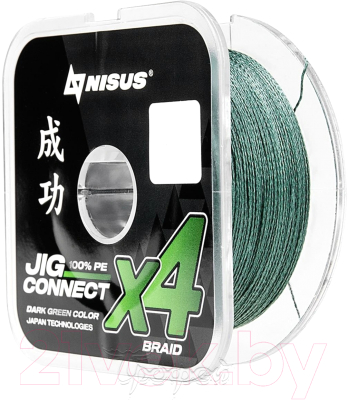 Леска плетеная Nisus Jig Connect X4 PE Dark Green 3.0 0.28mm / T-N-JC-X4-0.28-150-DG - фото