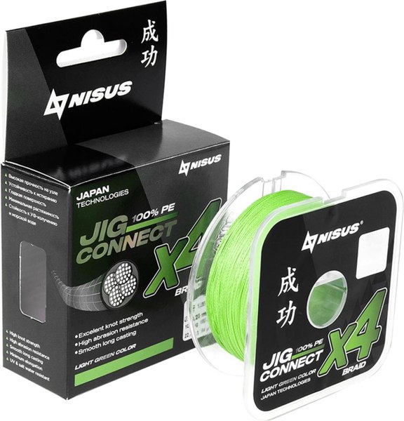 Леска плетеная Nisus Jig Connect X4 PE Light Green 2.5 0.25mm/T-N-JC-X4-0.25-150-LG - фото
