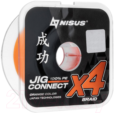 Леска плетеная Nisus Jig Connect X4 PE Orange 0.8 0.14mm / T-N-JC-X4-0.14-150-O - фото