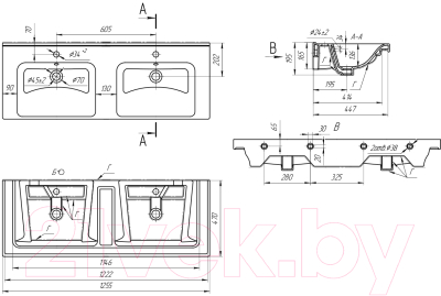 Умывальник LEMARK Гармония-125 двойной