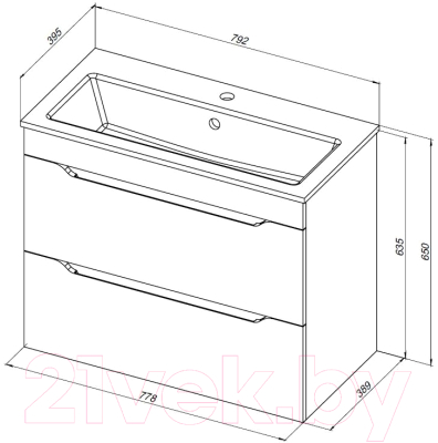 Тумба под умывальник Aquanet Практика 80 / 330460