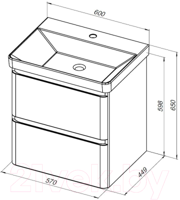 Тумба под умывальник Aquanet Эмбер 60 / 330465