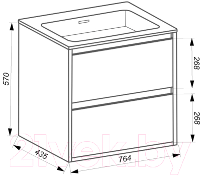 Тумба с умывальником ЗОВ Женева 80 / J80LWP0MWMC1B-E80