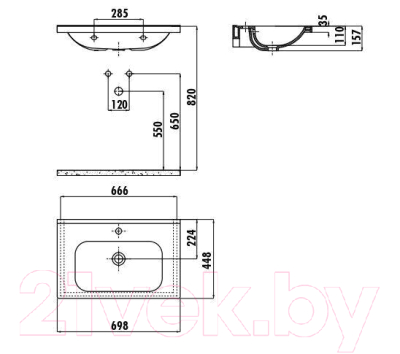 Тумба с умывальником ЗОВ Эридан 70 / E70LWP0M9003MKV5-ID70