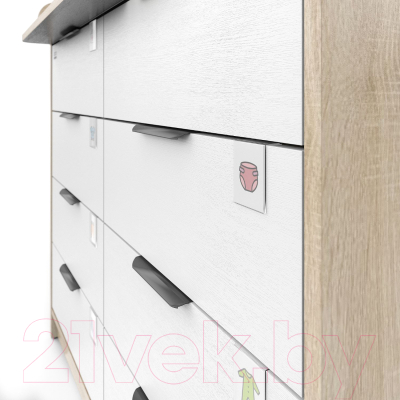 Комод пеленальный Атон Zeus 1008 ЛДСП с шариковыми направляющими (дуб сонома/белый)