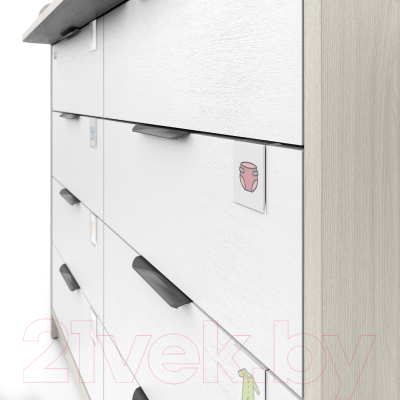 Комод пеленальный Атон Zeus 1008 ЛДСП с шариковыми направляющими (шимо светлый/белый)