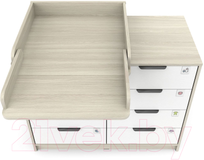 Комод пеленальный Атон Zeus 1008 ЛДСП с шариковыми направляющими (шимо светлый/белый)