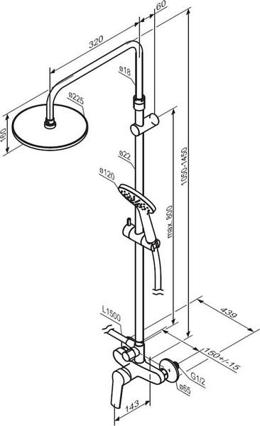 Душевая система со смесителем Damixa Jupiter 977710000