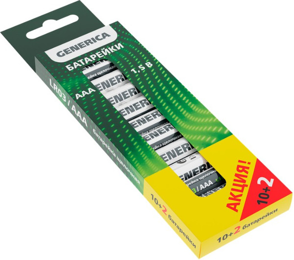 Комплект батареек Generica Alkaline LR03/AAA / ABT-LR03-ST-B12-G - фото