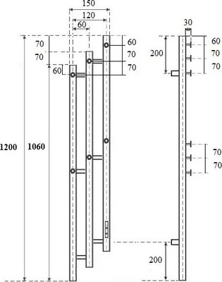 Полотенцесушитель электрический Маргроид Ferrum Inaro 3 Cascade СНШ 120x6