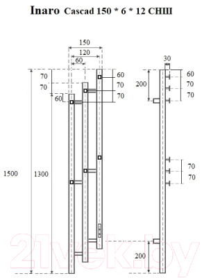 Полотенцесушитель электрический Маргроид Ferrum Inaro 3 Cascade СНШ 150x6