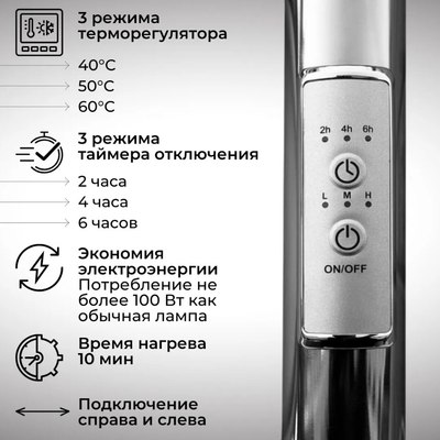 Полотенцесушитель электрический Маргроид Ferrum Inaro 3 Cascade СНШ Профильный 120x6