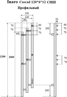 Полотенцесушитель электрический Маргроид Ferrum Inaro 3 Cascade СНШ Профильный 120x6