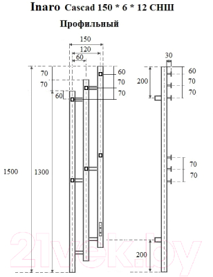 Полотенцесушитель электрический Маргроид Ferrum Inaro 3 Cascade СНШ Профильный 150x6