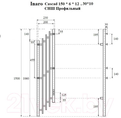 Полотенцесушитель электрический Маргроид Ferrum Inaro Cascade СНШ Профильный 120x5