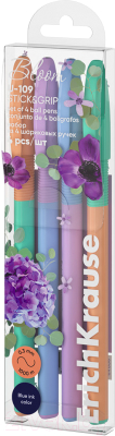 Набор шариковых ручек Erich Krause U-109 Pastel Bloom Stick&Grip / 61026 - фото