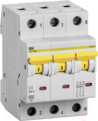 Выключатель автоматический IEK ВА47-60M 3Р 4А 6кА С / MVA31-3-004-C - фото