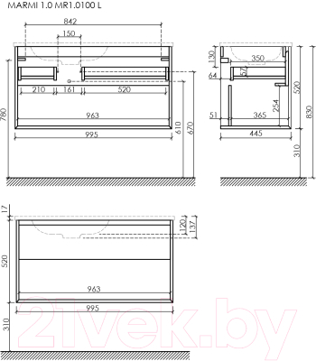 Тумба под умывальник Sancos Marmi 1.0 MR1.0100LEG